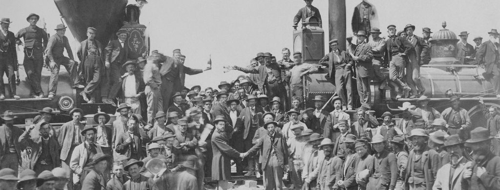 Andrew J. Russell’s “East and West Shaking Hands at Laying of Last Rail.”