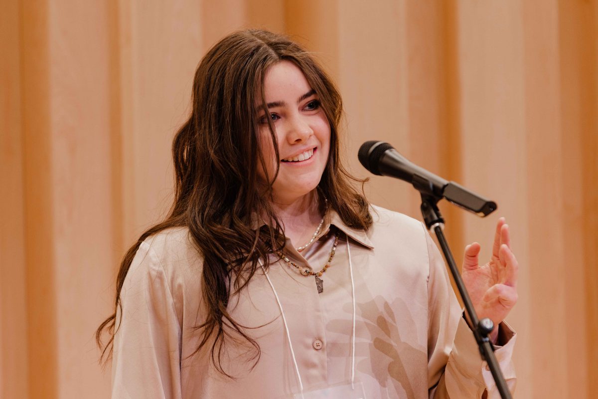 Aeva Dye-DelToro, of St. George, is the 2023 Utah Poetry Out Loud state champion.