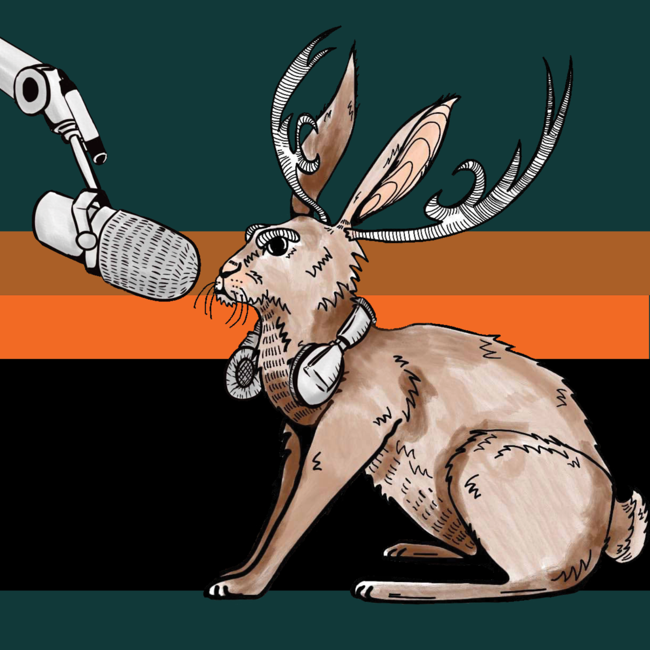 Rabbit with headphones